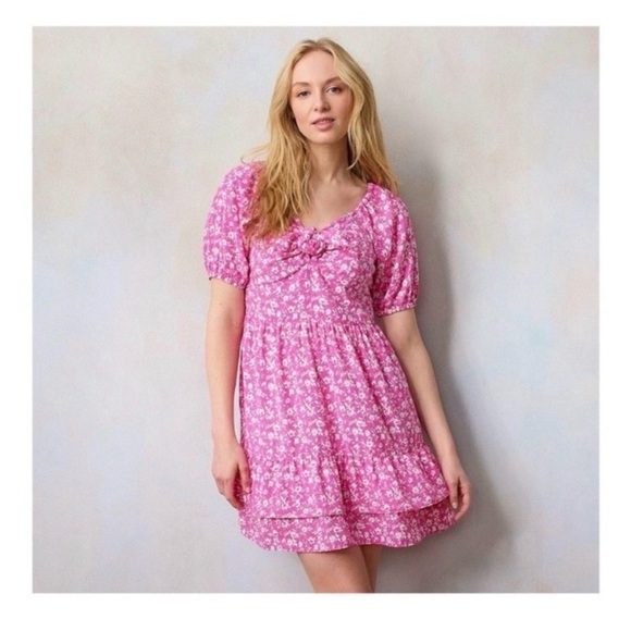 LC Lauren Conrad Pink Floral Babydoll Dress - Picture 3 of 8